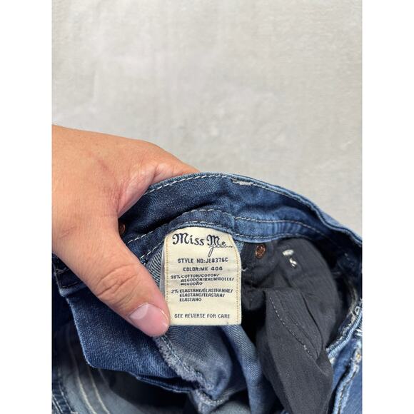 Miss Me Jeans Womens 30 Medium Wash Blue Denim Signature Crop Embellished Pocket - Picture 6 of 14